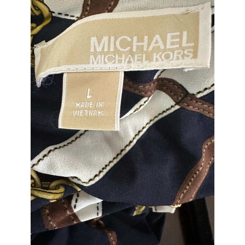 Michael Kors Chain Belt Print Mini Dress or Tunic Top Large Black Gold *No Belt - Picture 9 of 16